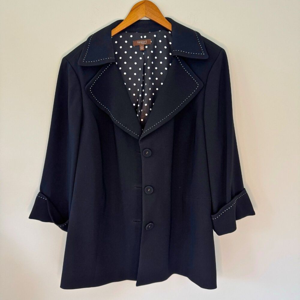Tesori Women's Plus Black Coat Blazer Size 2X - Picture 1 of 6
